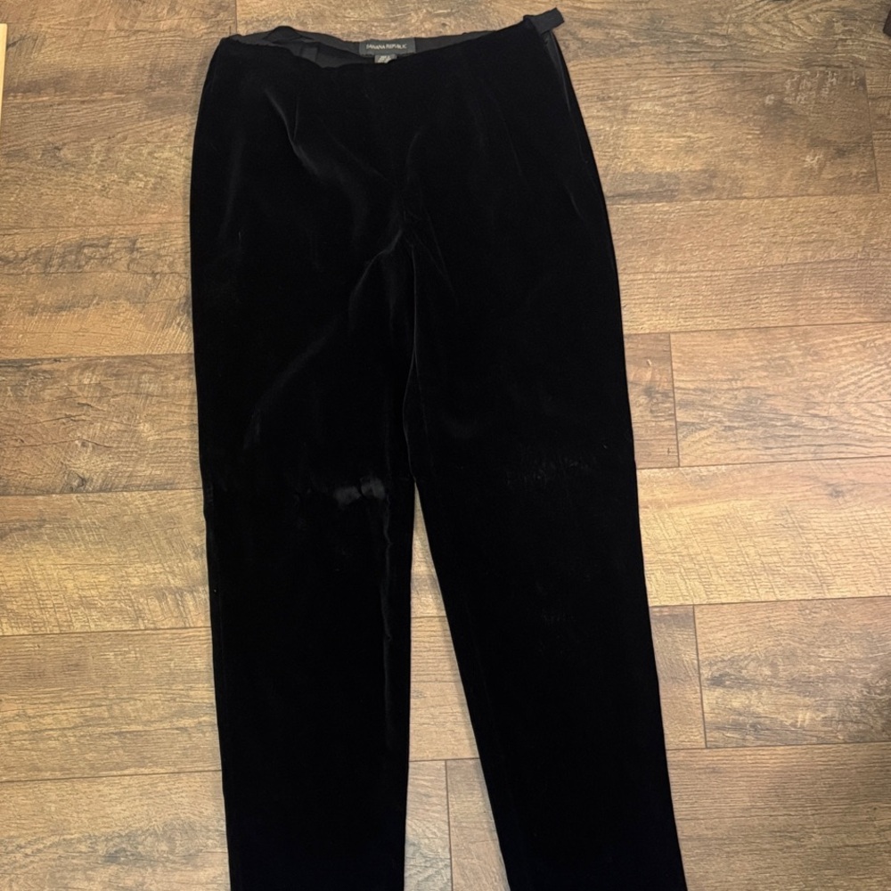Banana Republic Women's Black Velvet Pants Straight Leg Side Zip Size 12